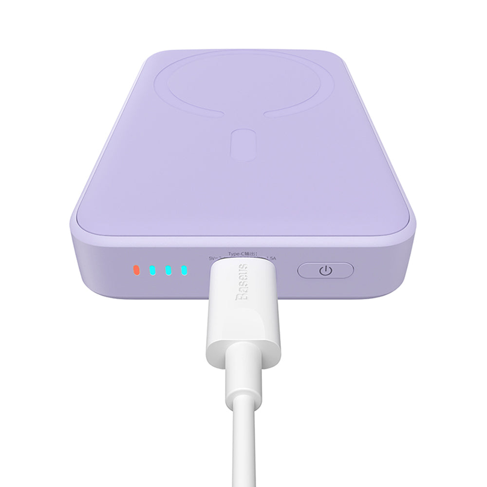 Baterie Externa Wireless Baseus Magnetic Mini, 10000mAh, 20W, PD + FQI, 1 x QI - 1 x USB-C, Mov PPCX110105