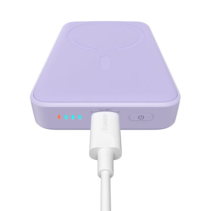 Baterie Externa Wireless Baseus Magnetic Mini, 10000mAh, 20W, PD + FQI, 1 x QI - 1 x USB-C, Mov PPCX110105