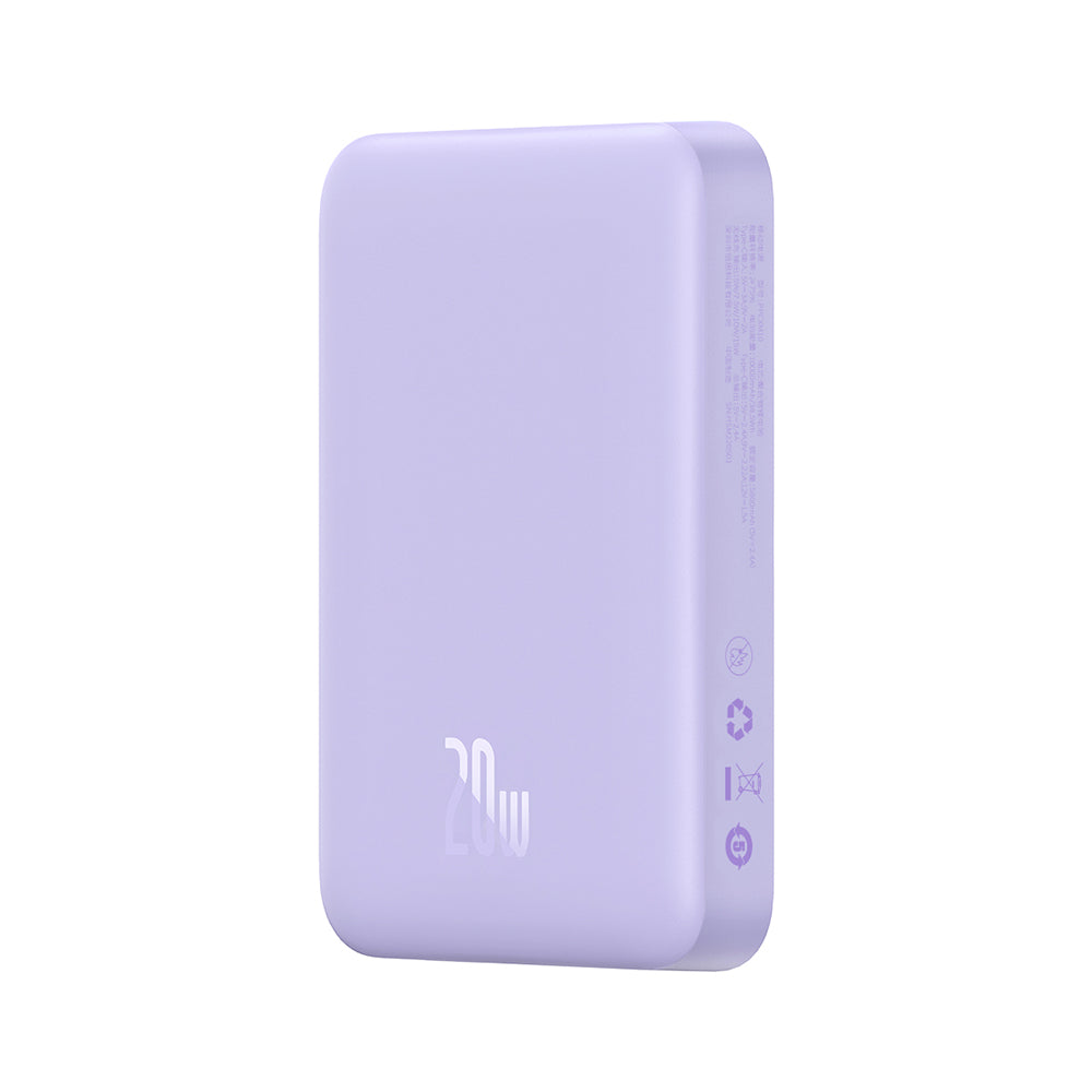 Baterie Externa Wireless Baseus Magnetic Mini, 10000mAh, 20W, PD + FQI, 1 x QI - 1 x USB-C, Mov PPCX110105