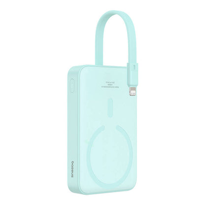 Baterie Externa Wireless Baseus Magnetic Mini, 10000mAh, 20W, PD + FQI, 1 x Lightning - 1 x QI - 1 x USB-C, Verde P10022109333-00