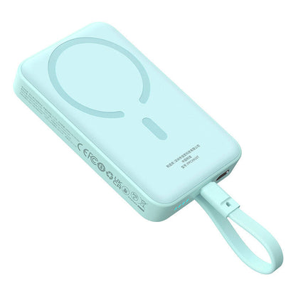Baterie Externa Wireless Baseus Magnetic Mini, 10000mAh, 30W, PD + FQI, 1 x Lightning - 1 x QI - 1 x USB-C, Albastra P1002210B333-00