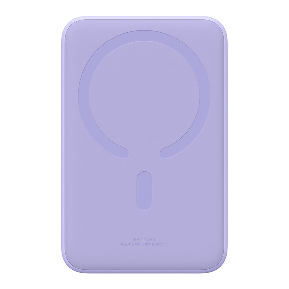 Baterie Externa Wireless Baseus Magnetic Mini, 20000mAh, 20W, PD + FQI, 1 x QI - 1 x USB-C, Mov PPCX150005