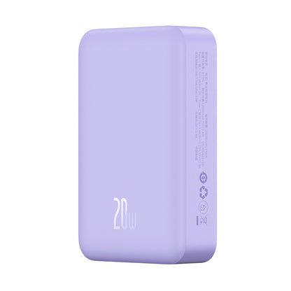 Baterie Externa Wireless Baseus Magnetic Mini, 20000mAh, 20W, PD + FQI, 1 x QI - 1 x USB-C, Mov PPCX150005