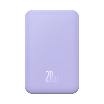 Baterie Externa Wireless Baseus Magnetic Mini, 20000mAh, 20W, PD + FQI, 1 x QI - 1 x USB-C, Mov PPCX150005