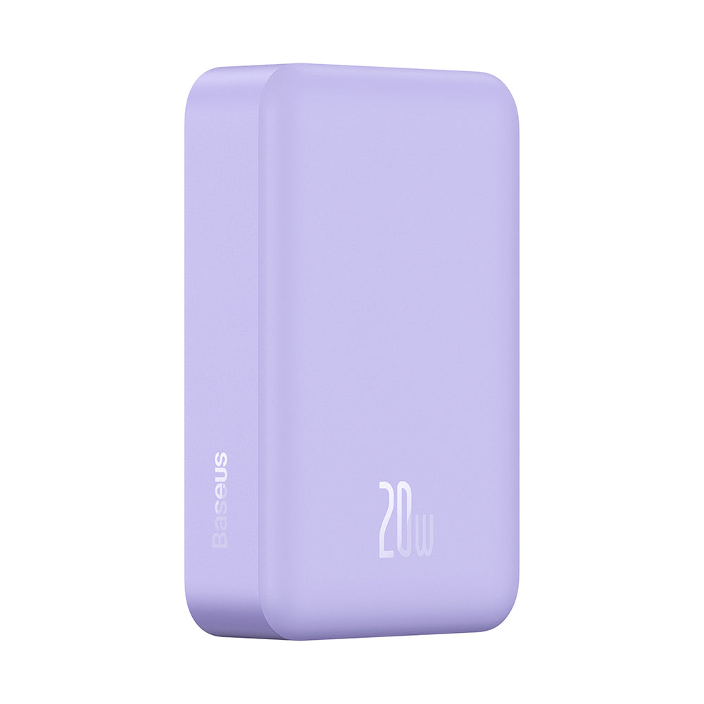 Baterie Externa Wireless Baseus Magnetic Mini, 20000mAh, 20W, PD + FQI, 1 x QI - 1 x USB-C, Mov PPCX150005