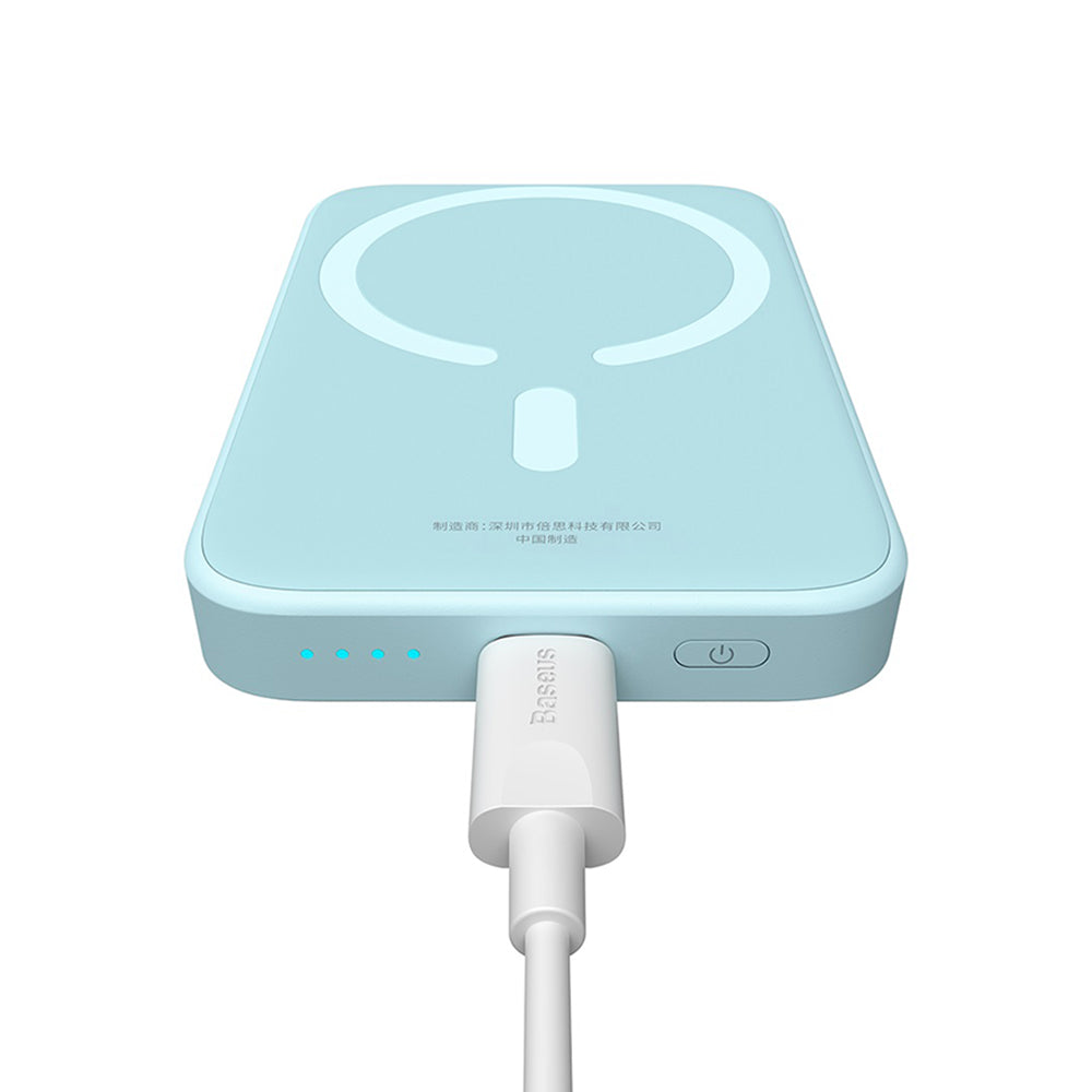 Baterie Externa Wireless Baseus Mini Air, 6000mAh, 20W, PD + FQI, 1 x QI - 1 x USB-C, Albastra P10059002313-00