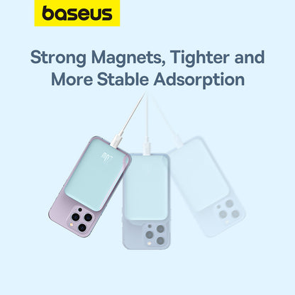 Baterie Externa Wireless Baseus Mini Air, 6000mAh, 20W, PD + FQI, 1 x QI - 1 x USB-C, Albastra P10059002313-00