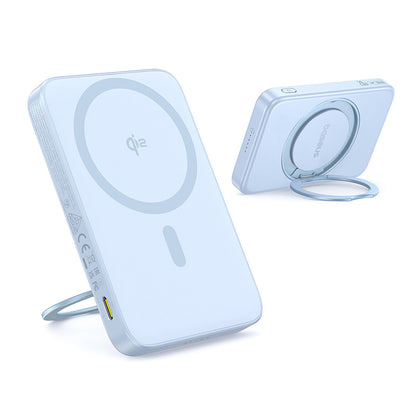 Baterie Externa Wireless Baseus PicoGo, 5000mAh, 20W, PD + FQI, 1 x QI - 1 x USB-C, Albastra P10076800313-00