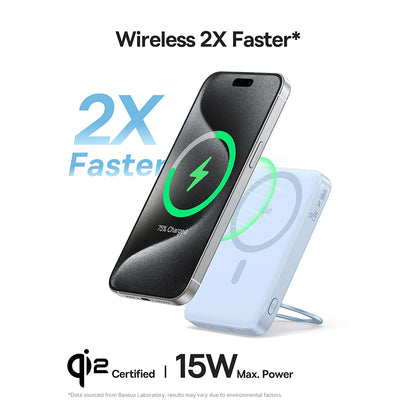 Baterie Externa Wireless Baseus PicoGo, 5000mAh, 20W, PD + FQI, 1 x QI - 1 x USB-C, Albastra P10076800313-00