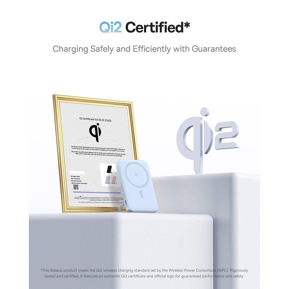 Baterie Externa Wireless Baseus PicoGo, 5000mAh, 20W, PD + FQI, 1 x QI - 1 x USB-C, Albastra P10076800313-00