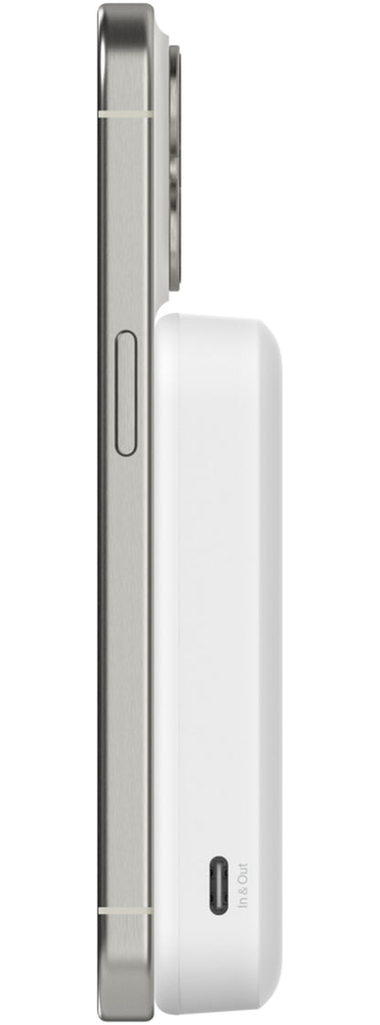 Baterie Externa Wireless Belkin BoostCharge Pro with Kickstand, 8000mAh, 15W, FQI, 1 x QI - 1 x USB-C, Alba BPD007btWH
