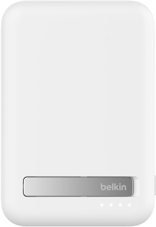Baterie Externa Wireless Belkin BoostCharge Pro with Kickstand, 10000mAh, 15W, FQI, 1 x QI - 1 x USB-C, Alba BPD008btWH
