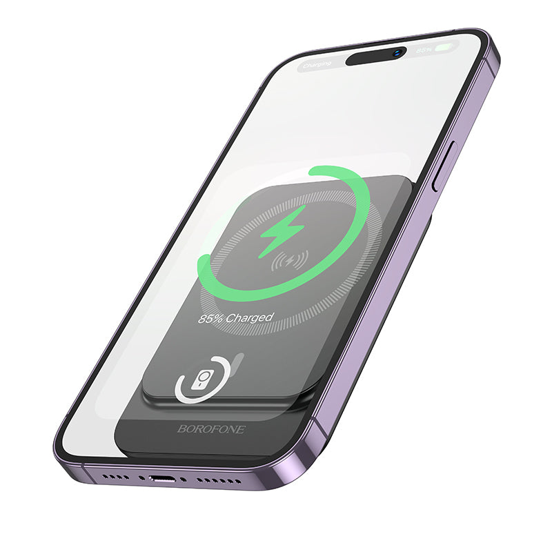 Baterie Externa Wireless Borofone BJ63 Nimble, 5000mAh, 20W, PD + FQI, 1 x QI - 1 x USB-C, Neagra