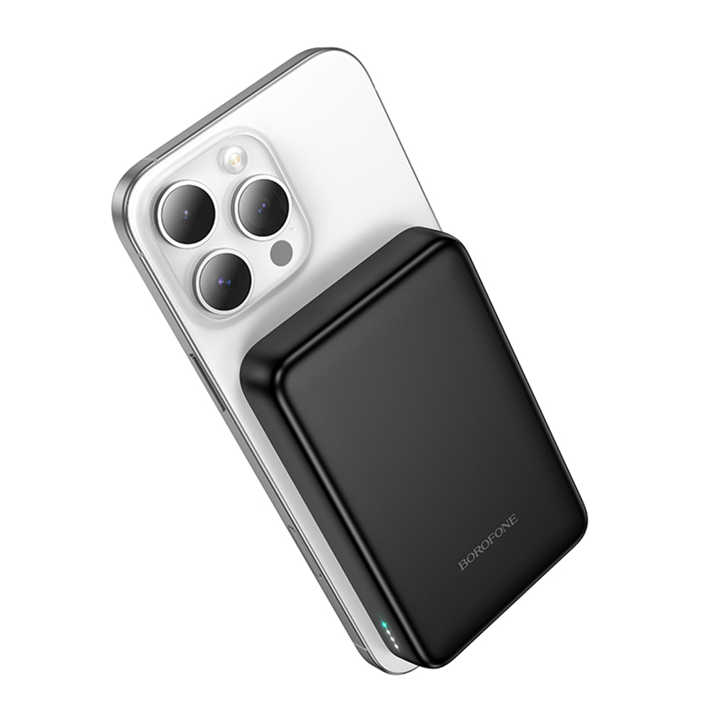 Baterie Externa Wireless Borofone BJ82A Dawn, 10000mAh, 22.5W, QC + PD + FQI, 1 x QI - 1 x USB-A - 1 x USB-C, Neagra