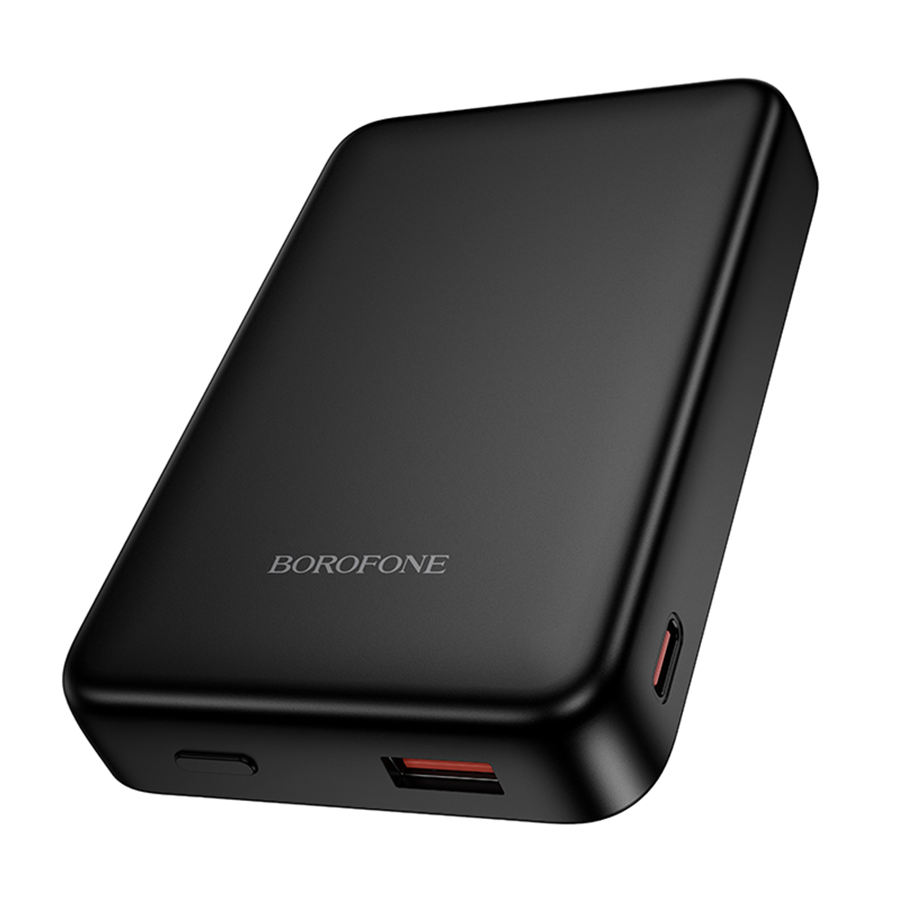 Baterie Externa Wireless Borofone BJ82A Dawn, 10000mAh, 22.5W, QC + PD + FQI, 1 x QI - 1 x USB-A - 1 x USB-C, Neagra