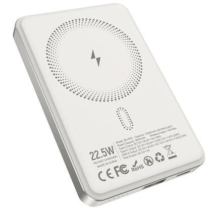 Baterie Externa Wireless BWOO BO-P82, 10000mAh, 22.5W, PD + FQI, 1 x QI - 1 x USB-C, Alba