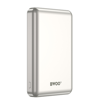 Baterie Externa Wireless BWOO BO-P82, 10000mAh, 22.5W, PD + FQI, 1 x QI - 1 x USB-C, Alba