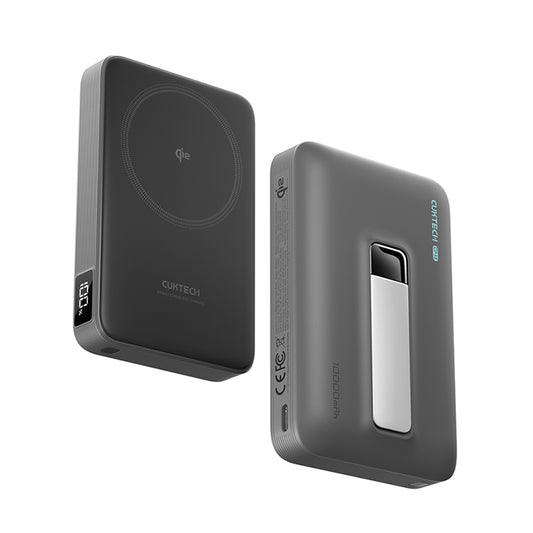 Baterie Externa Wireless Cuktech WPB100, 10000mAh, 30W, PD + FQI, 1 x QI - 1 x USB-C, Gri CUWPB100GLBK