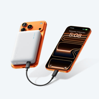 Baterie Externa Wireless Cuktech WPB100N, 10000mAh, 20W, PD + FQI, 1 x QI - 1 x USB-C, Alba CKWPB100NGLGR