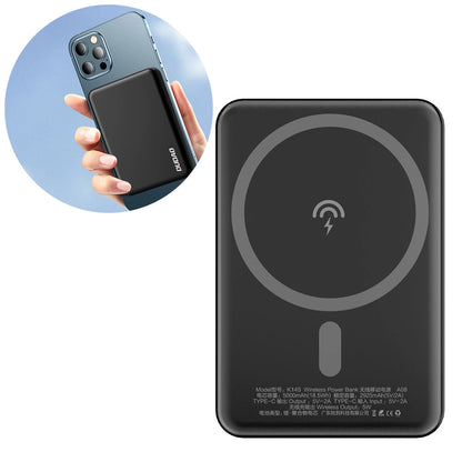 Baterie Externa Wireless Dudao K14S, 5000mAh, 10W, PD + QI, 1 x QI - 1 x USB-C, Neagra