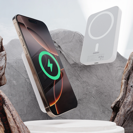 Baterie Externa Wireless Dudao K26, 10000mAh, 20W, PD + FQI, 1 x QI - 1 x USB-C, Alba