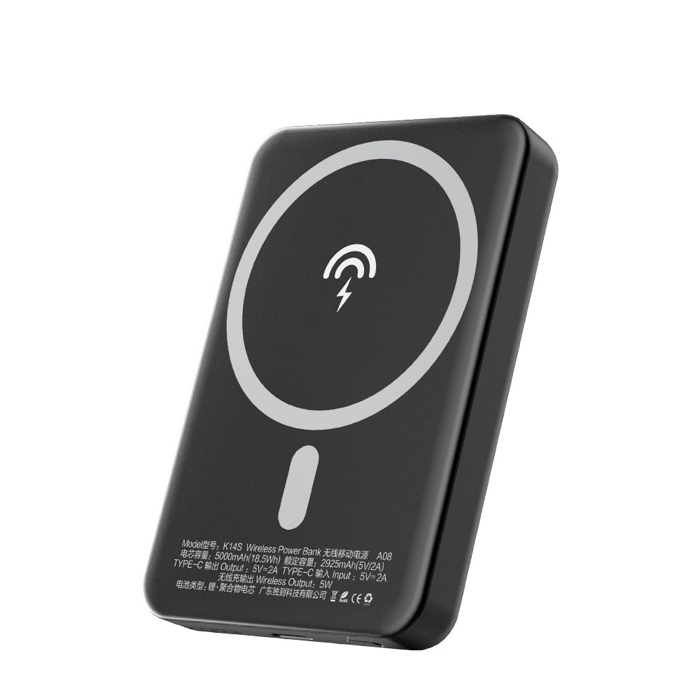 Baterie Externa Wireless Dudao K14S, 5000mAh, 10W, PD + QI, 1 x QI - 1 x USB-C, Neagra