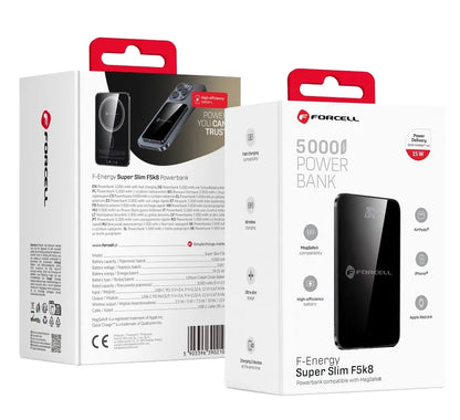 Baterie Externa Wireless Forcell F5K8, 5000mAh, 15W, PD + FQI, 1 x QI - 1 x USB-C, Neagra