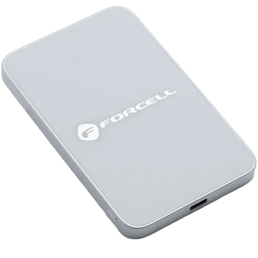 Baterie Externa Wireless Forcell F5K8, 5000mAh, 15W, PD + FQI, 1 x QI - 1 x USB-C, Alba