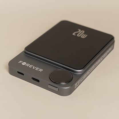 Baterie Externa Wireless Forever MATB-200, 5000mAh, 20W, PD + FQI, 1 x QI - 1 x USB-C, Neagra