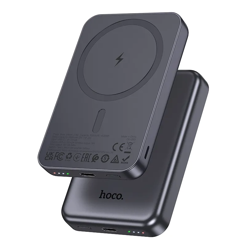 Baterie Externa Wireless HOCO J160, 5000mAh, 10W, 1 x QI - 1 x USB-C, Gri