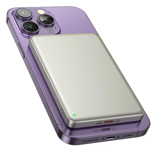 Baterie Externa Wireless HOCO Q26, 5000mAh, 20W, PD + FQI, 1 x QI - 1 x USB-C, Portocalie