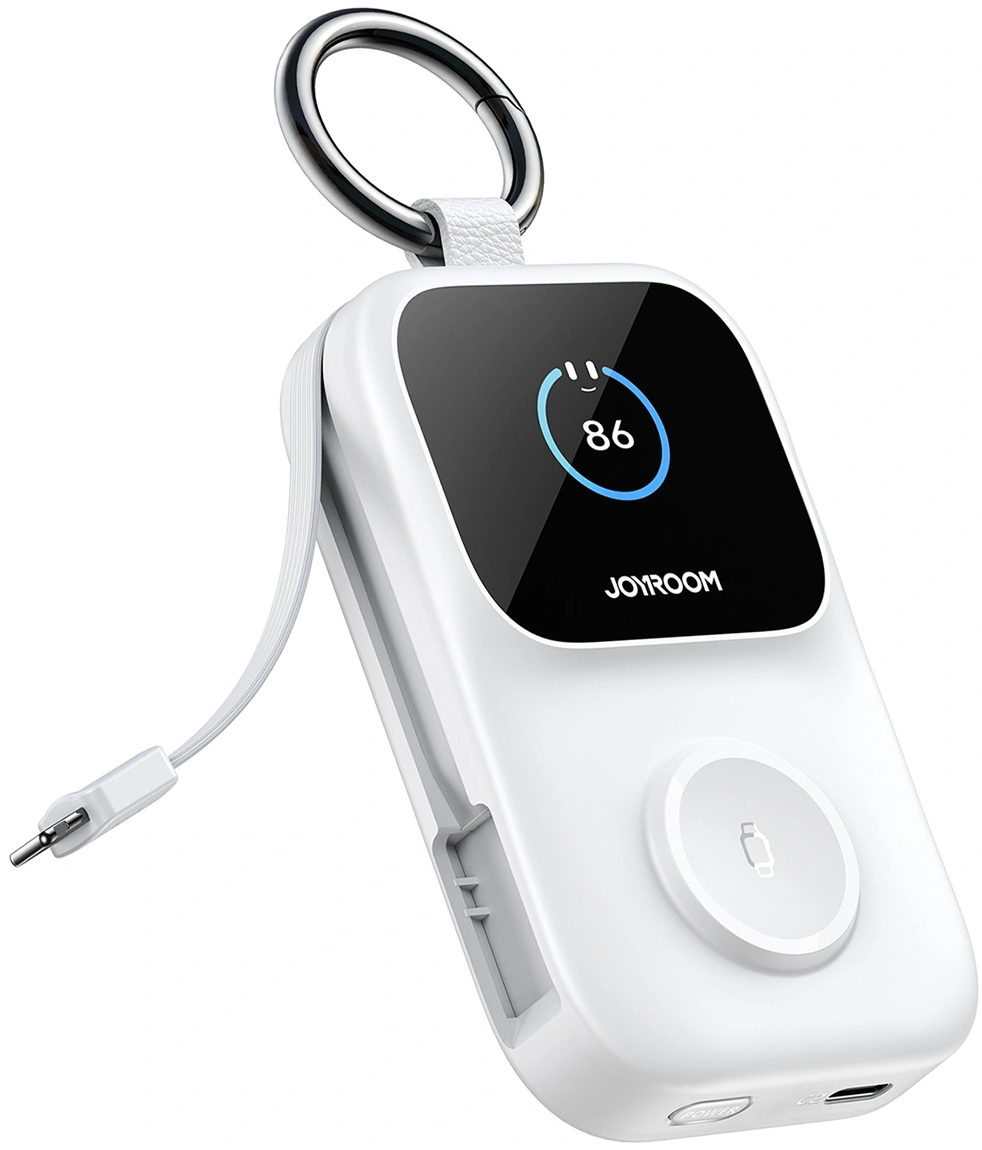 Baterie Externa Wireless Joyroom JR-W19, 5000mAh, 20W, QC + PD, 1 x Lightning - 1 x QI - 2 x USB-C, Alba