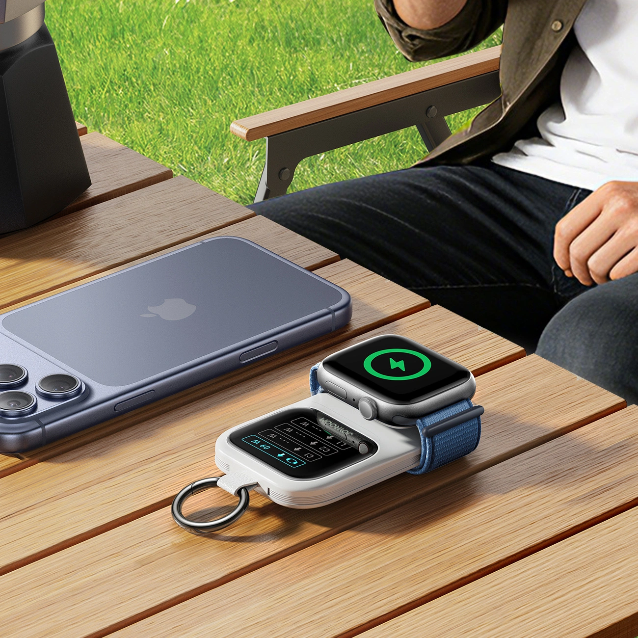 Baterie Externa Wireless Joyroom JR-W19, 5000mAh, 20W, QC + PD, 1 x Lightning - 1 x QI - 2 x USB-C, Alba
