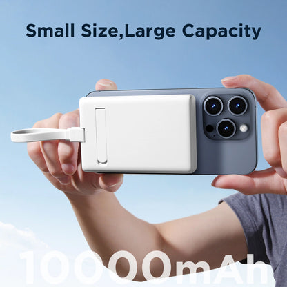 Baterie Externa Wireless Joyroom JR-PBM01, 10000mAh, 20W, QC + PD + FQI, 1 x Lightning - 1 x QI - 1 x USB-C, Alba