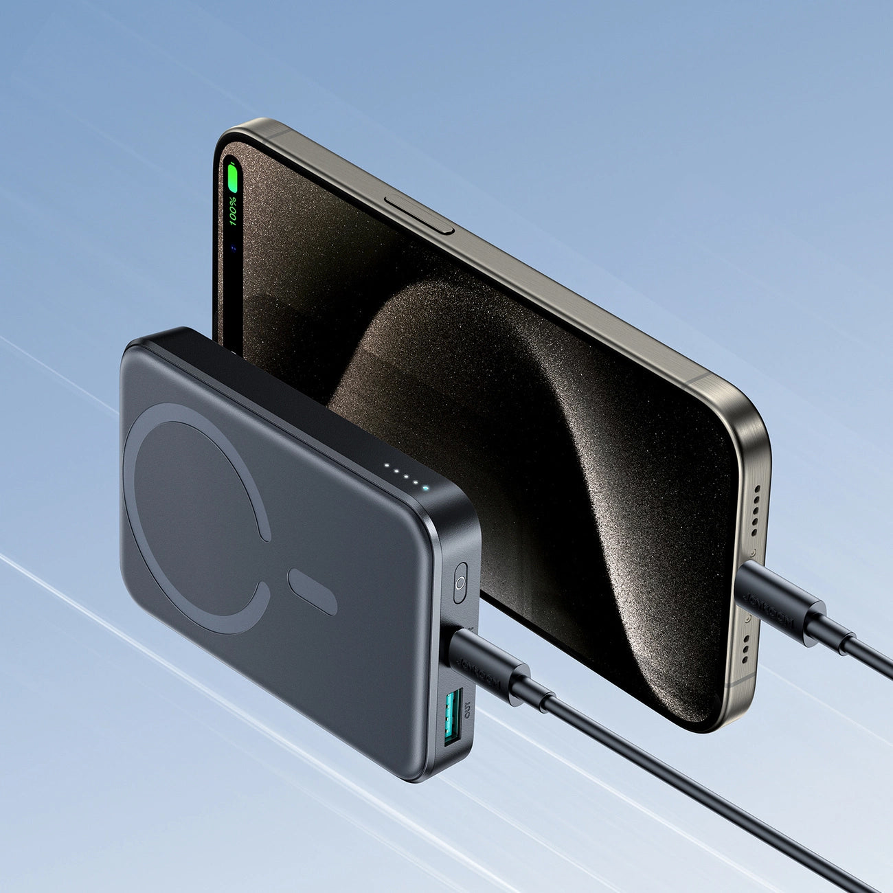 Baterie Externa Wireless Joyroom JR-W020, 10000mAh, 20W, QC + PD + FQI, 1 x QI - 1 x USB-A - 1 x USB-C, Neagra