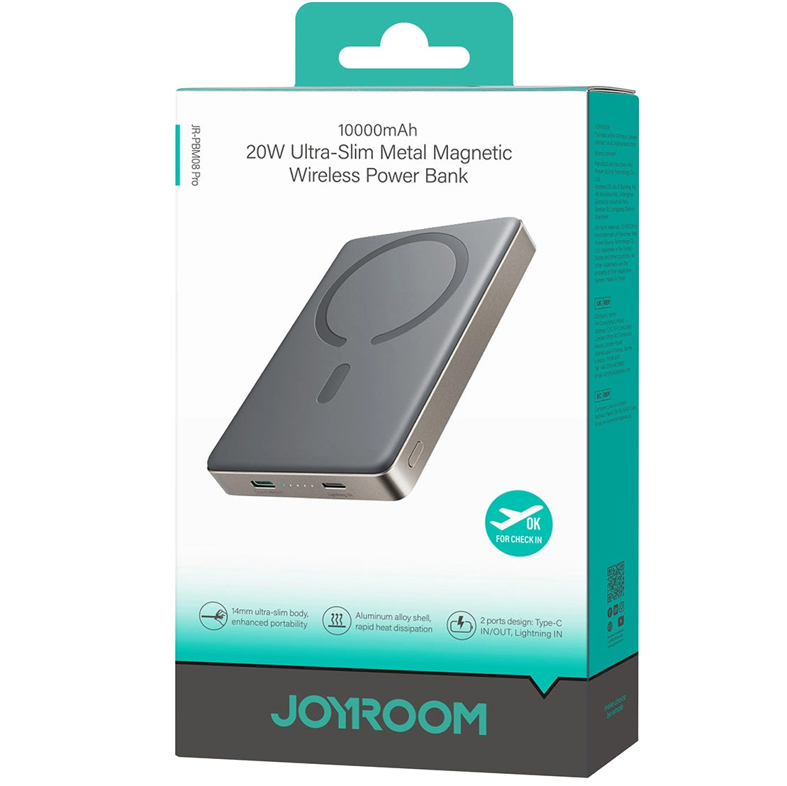 Baterie Externa Wireless Joyroom JR-PBM08 Pro, 10000mAh, 20W, PD + FQI, 1 x QI - 1 x USB-C, Bej