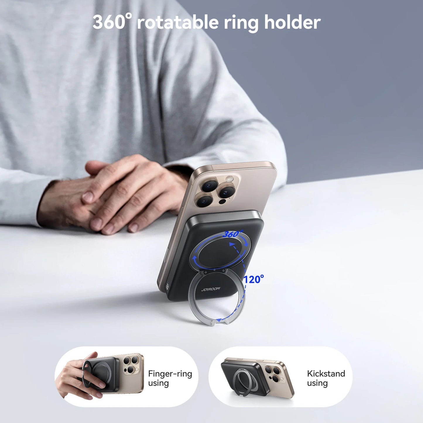 Baterie Externa Wireless Joyroom JR-PBM12, 10000mAh, 22.5W, QC + PD + FQI, 1 x QI - 1 x USB-A - 1 x USB-C, Neagra