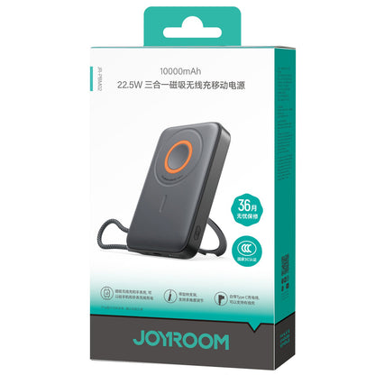Baterie Externa Wireless Joyroom JR-PBM02, 10000mAh, 22.5W, PD + FQI, 1 x QI - 2 x USB-C, Neagra