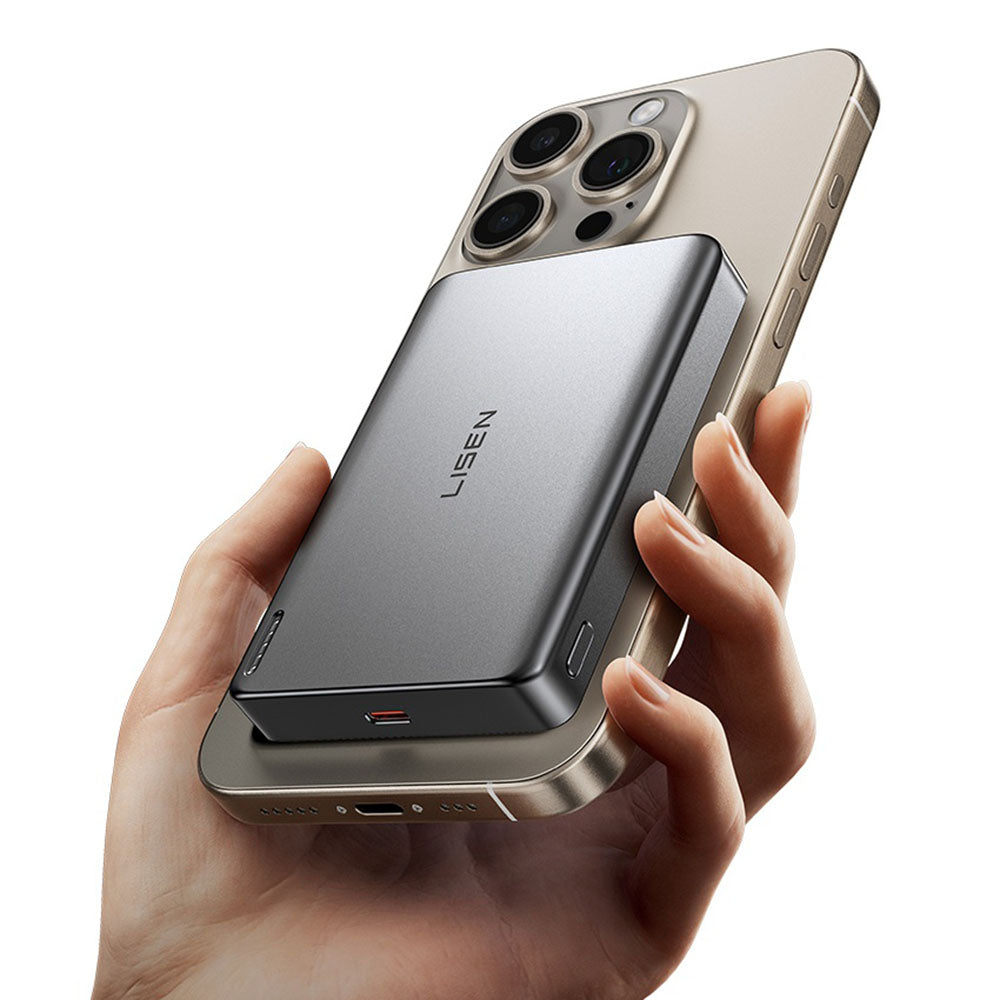 Baterie Externa Wireless Lisen L601 Pro, 10000mAh, 27W, PD + FQI, 1 x QI - 1 x USB-C, Gri YL0325100009