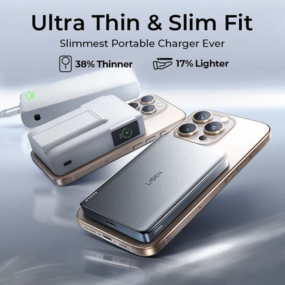 Baterie Externa Wireless Lisen L601 Pro, 10000mAh, 27W, PD + FQI, 1 x QI - 1 x USB-C, Gri YL0325100009