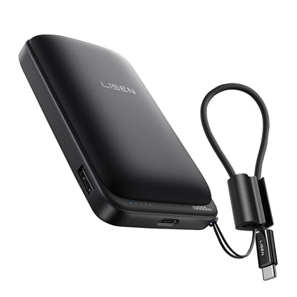 Baterie Externa Wireless Lisen P604, 10000mAh, 65W, QC + PD + FQI, 1 x QI - 1 x USB-A - 1 x USB-C, Neagra