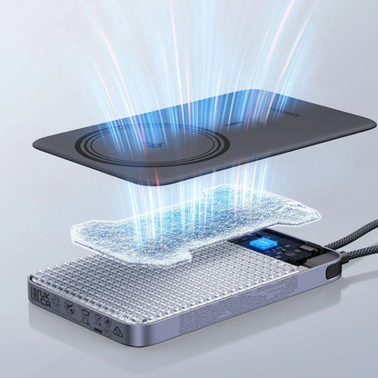 Baterie Externa Wireless UGREEN PB570 (65839B), 10000mAh, 30W, PD + FQI, 1 x QI - 2 x USB-C, Bleu