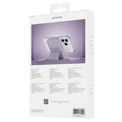 Baterie Externa Wireless Proove Hyperion, 10000mAh, 20W, PD + FQI, 1 x QI - 1 x USB-C, Mov