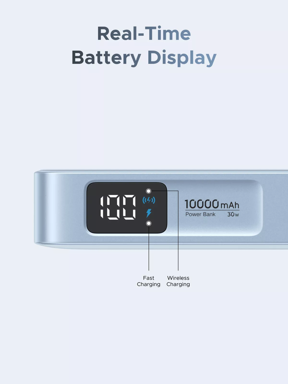 Baterie Externa Wireless UGREEN MagFlow PB773, 10000mAh, 25W, PD + FQI, 1 x QI - 2 x USB-C, Albastra