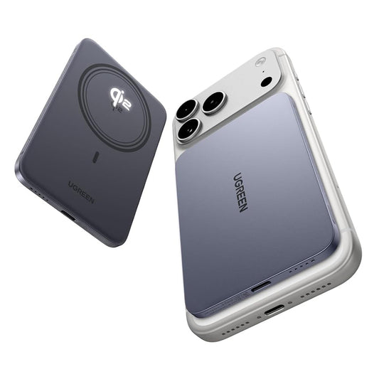 Baterie Externa Wireless UGREEN PB580 (75984B), 5000mAh, 20W, PD + FQI, 1 x QI - 1 x USB-C, Gri