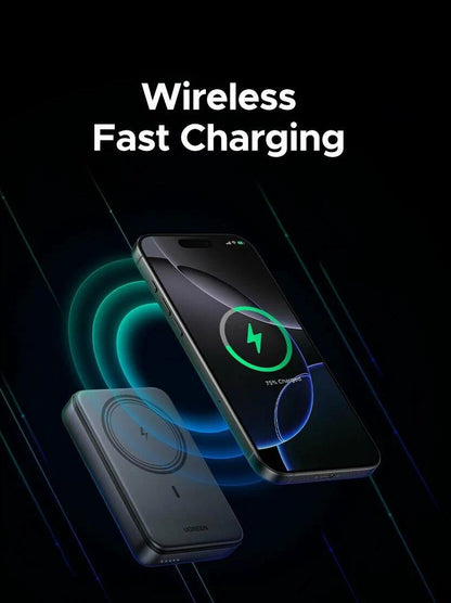 Baterie Externa Wireless UGREEN PB562, 10000mAh, 20W, PD + FQI, 1 x QI - 1 x USB-C, Neagra