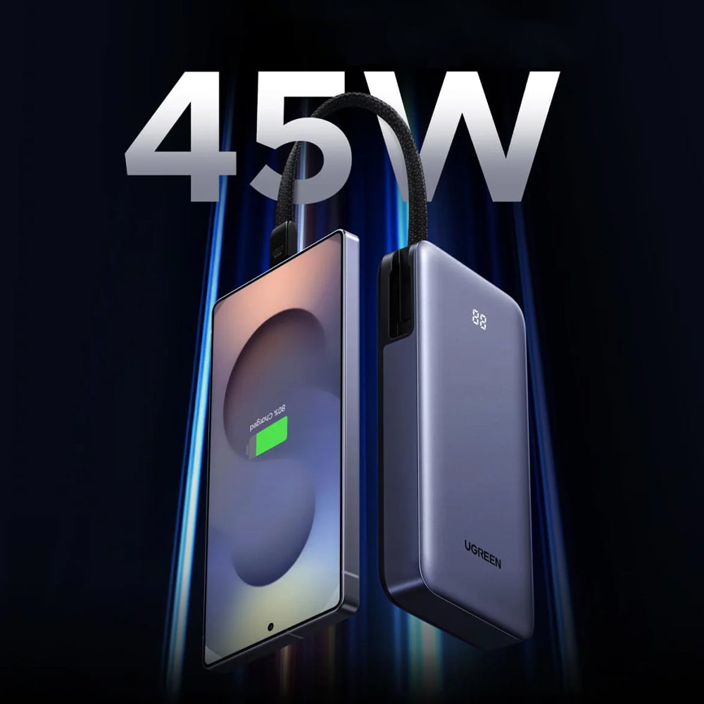 Baterie Externa UGREEN PB536 (55988B), 20000mAh, 45W, QC + PD, 1 x USB-A - 2 x USB-C, Gri