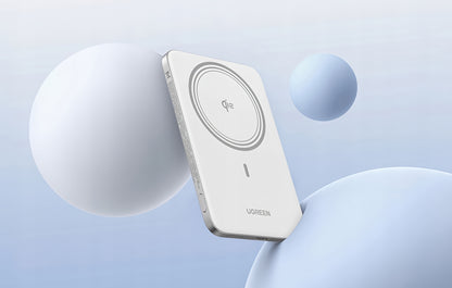 Baterie Externa Wireless UGREEN PB580 (95931B), 5000mAh, 20W, PD + FQI, 1 x QI - 1 x USB-C, Alba