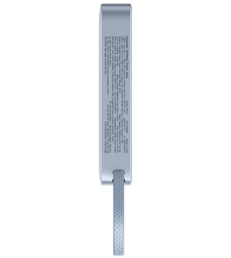 Baterie Externa Wireless UGREEN MagFlow PB773, 10000mAh, 25W, PD + FQI, 1 x QI - 2 x USB-C, Albastra