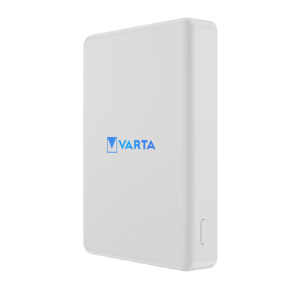 Baterie Externa Wireless Varta Mag Pro, 5000mAh, 12W, 1 x QI - 1 x USB-C, Alba